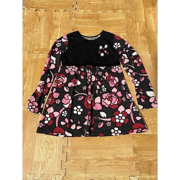 Children's Place Girls Dress Black Floral - Picture 2 of 5